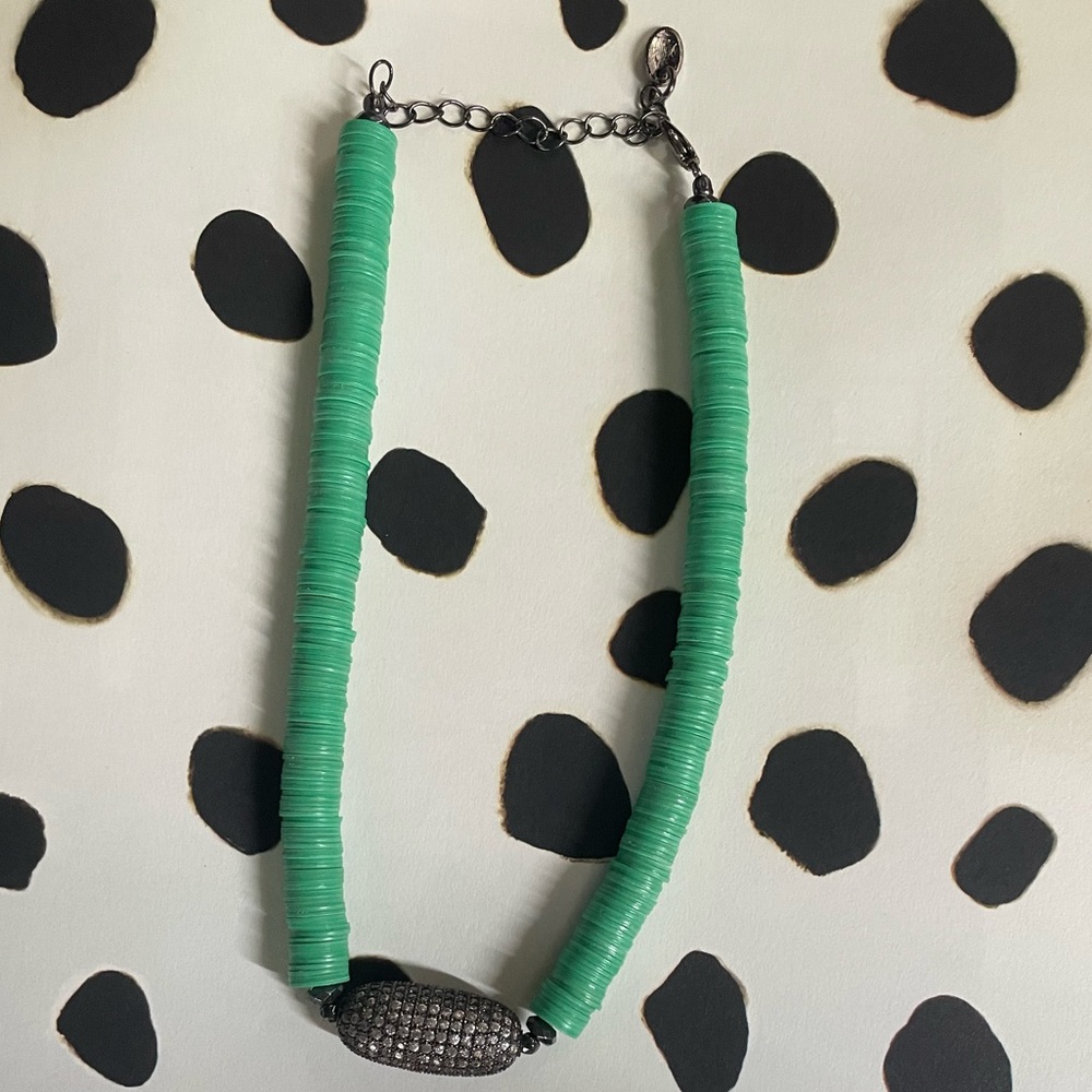 Green Disc with CZ Pave Choker